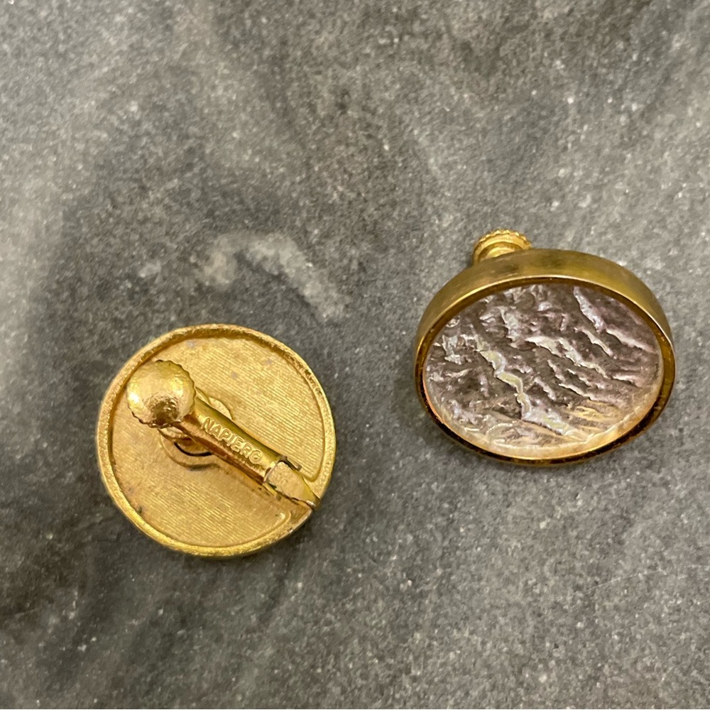 Vintage Napier Mixed Metals Gold Silver Earrings - image 2